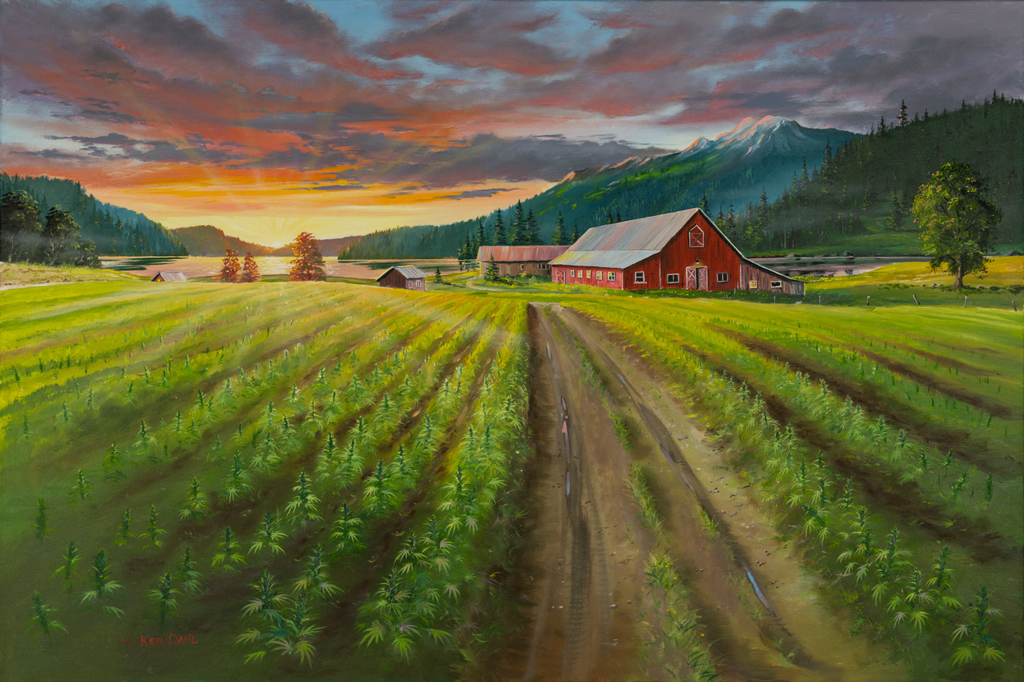 Harvest Time, Morning on the Farm - Original Oil Painting