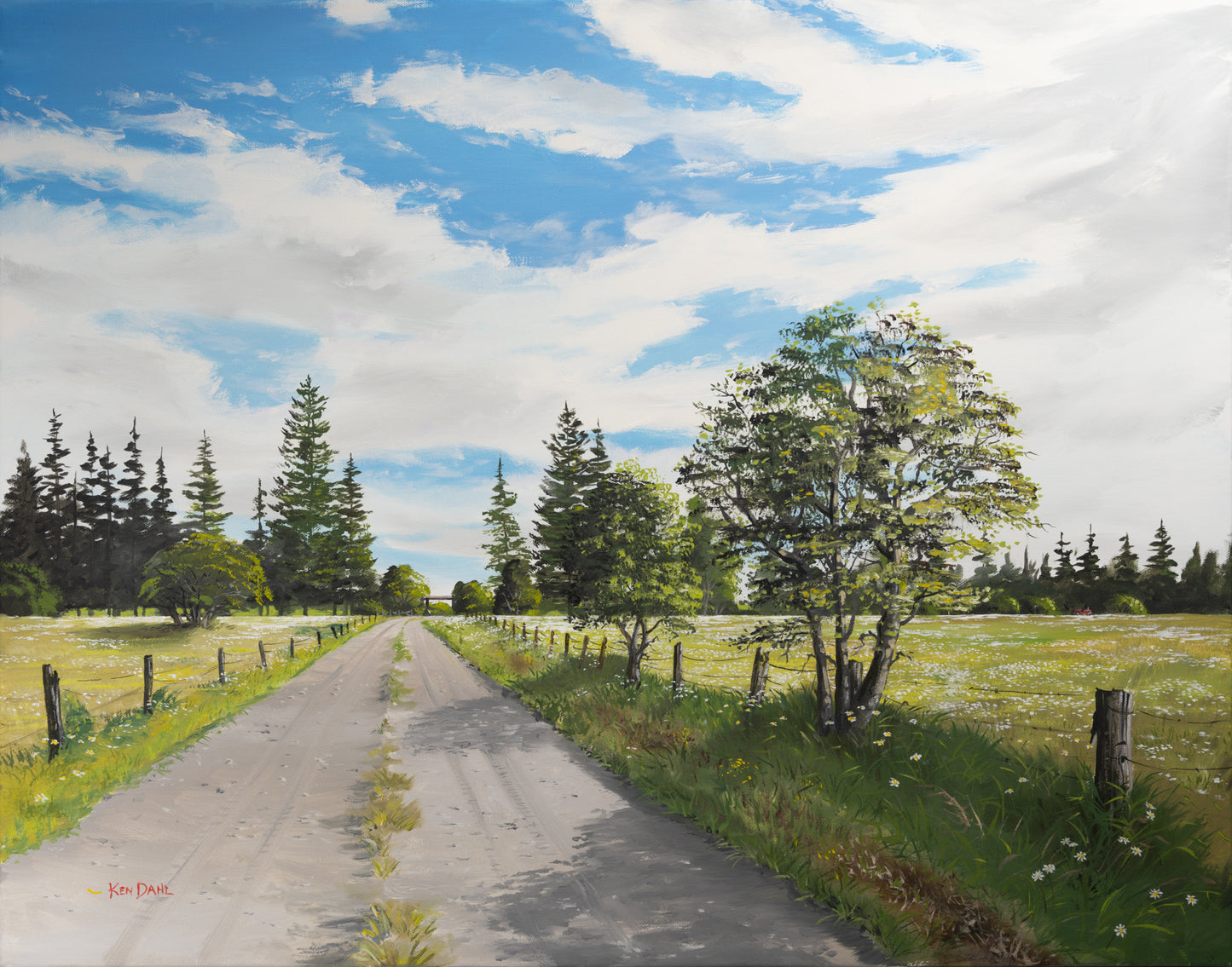 Walking on a Country Road - Original Oil Painting
