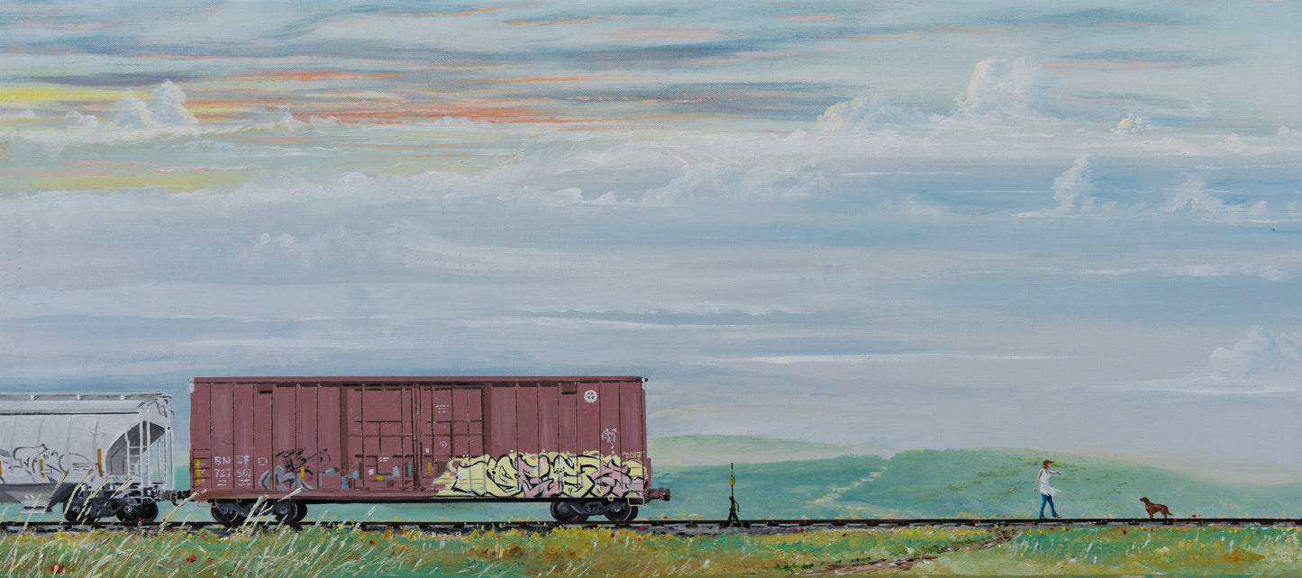 Walking The Rails - Original Oil Painting
