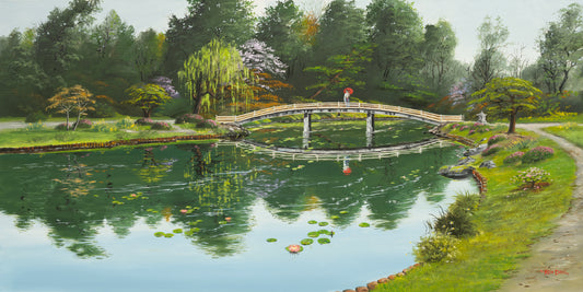 Shinjuku Gyoen National Garden Bridge - Original Oil Painting